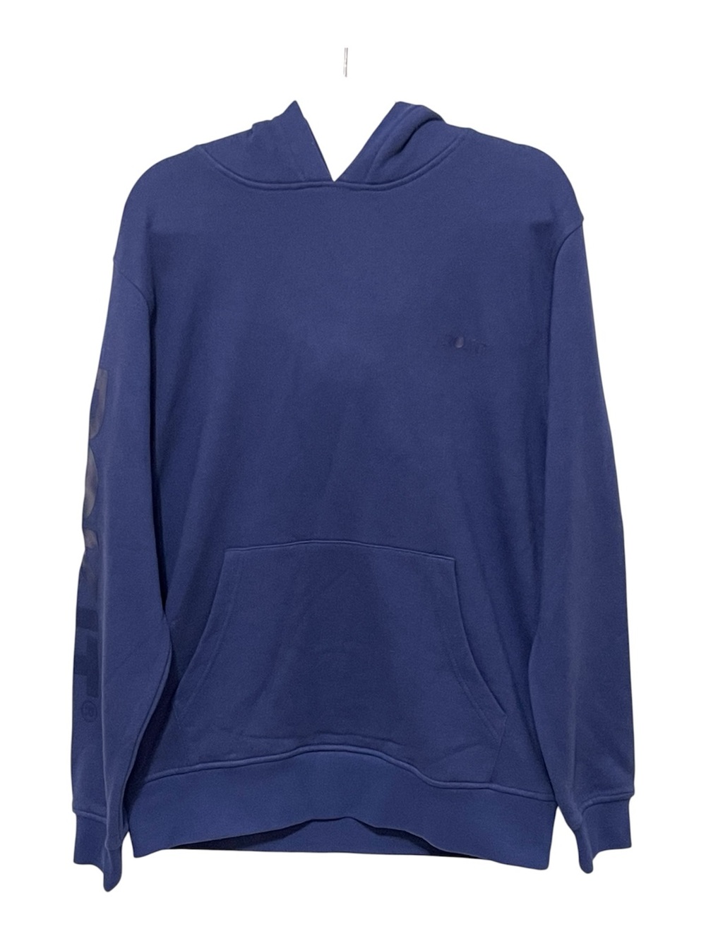 Men's Deep Navy Pullover Hoodie with Subtle Sleeve Detail